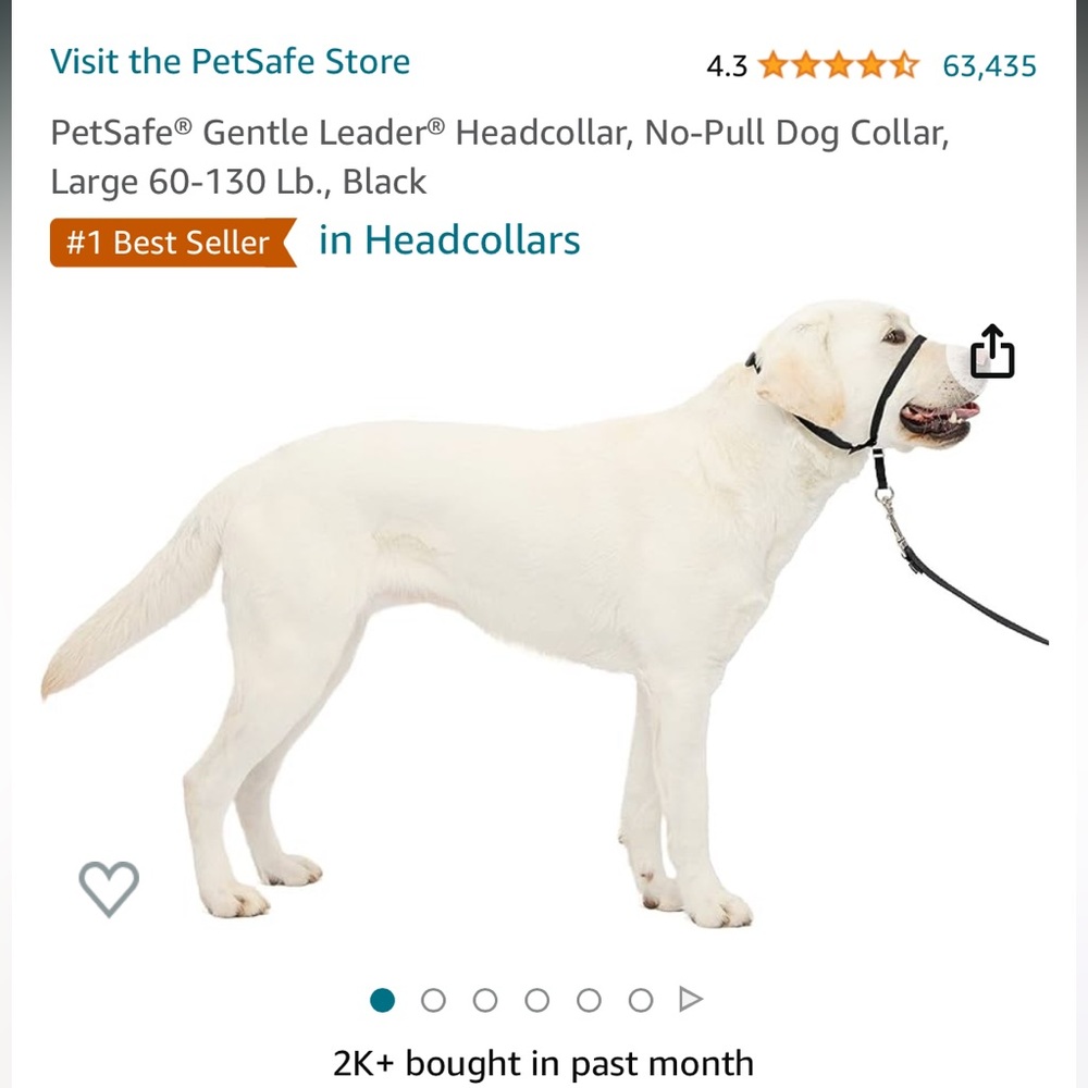 PetSafe® Gentle Leader® Headcollar, No-Pull Dog Collar, Large 60-130 Lb., Black